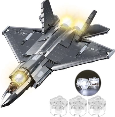 Sluban - J35S Straaljager met LED verlichtingen | WW2 army luchtmacht | Technic creator ideas educatief leger speelgoed | Expert bouwpakketten voor volwassenen | Classic icons vliegtuig modelbouw | 838 bloks