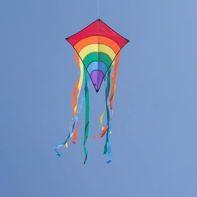 Eenlijnsvlieger voor Kinderen - Regenboog Vlieger - 65cm x 72cm - Inclusief Vliegersnoer - Voor Kinderen vanaf 3 Jaar