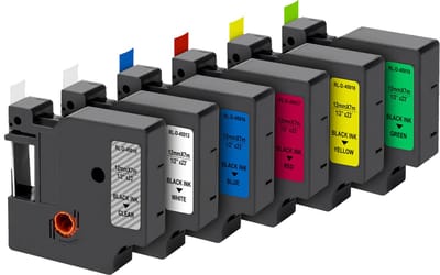 Label compatible Dymo LabelManager LabelPoint - Label 12 mm x 7 m - Set van 6 witte/transparante/blauwe/gele/rode/groene linten