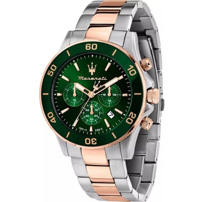 Maserati Competizione Groen Tweekleurig Rosé Heren Kwarts Chronograaf met Datum R8873600004 groen