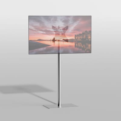 TV vloerstatief SQUARE 150 Design Tv standaard Trendy geborsteld RVS 32-65” - VESA 300x300