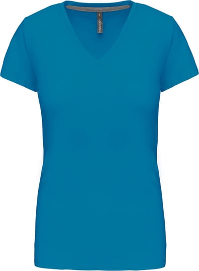 Kariban Dames T-shirt V-hals Korte Mouwen K381 - Tropical Blue - L