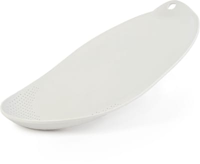 KADAX Snijplank met afwateringssysteem, moderne fruit- en groenteplank, robuuste snijmat met greepgat, keukenplank (wit)