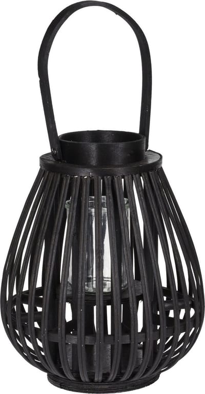 Homestyle Lantaarn Bamboe - Verlichting - 23x23x27 cm Zwart