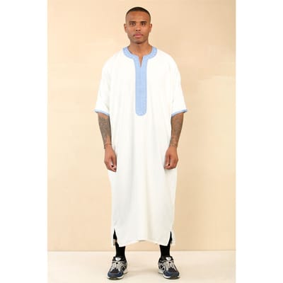 Witte Marokkaanse Thobe Djellaba Jubba Robe Eid voor heren