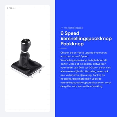 Dailygoods- Versnellingspookknop Hoogwaardige Kunststof - Pookknop Cover - Universele Pookknop - 6 Speed - Comfortabel Aanraakgevoel - Geschikt voor B7 2011-2012