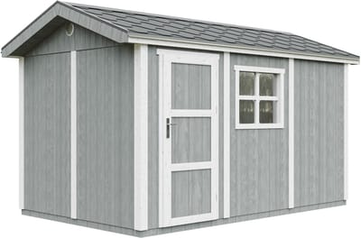 Timbela M914-CAVERN STEEL - LP SmartSide Tuinhuis op houtbasis - 8,68 m² - 250x412xH252 cm - met vloer en verf