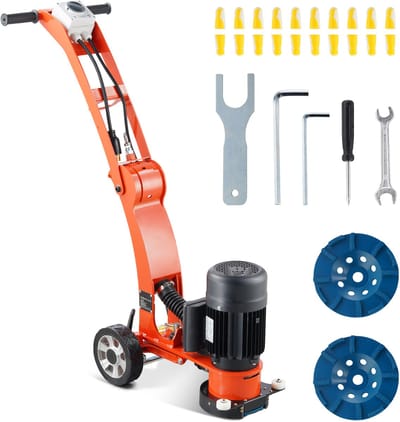 7" Betonvloerslijpmachine - 2,0 PK, 1500W, 1400 TPM, Borstelloze Motor voor Professioneel Vlakslijpen Van Graniet, Marmer en Stenen