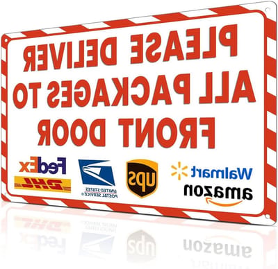 Pakket Bezorging Bord - Levering Instructie - Pakketten Ontvangen - Roestvrij Aluminium - 20x30 cm - Wit