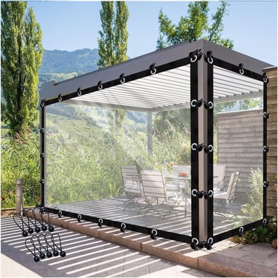 Zeildoek Bescherming - Waterdicht Gordijn - Terras Afschermen - Verdikt HDPE Materiaal - 400 x 300 cm - Transparant