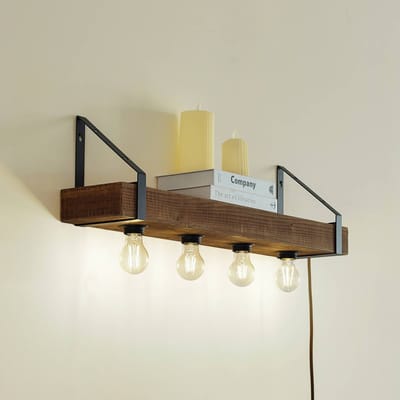Lindby - wandlamp - 4lichts - Hout - H: 23.5 cm - E27 - donker hout