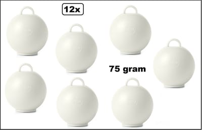 12x Ballon gewicht Kettlebell wit - 75 gram - Tafeldecoratie thema feest ballon party festival