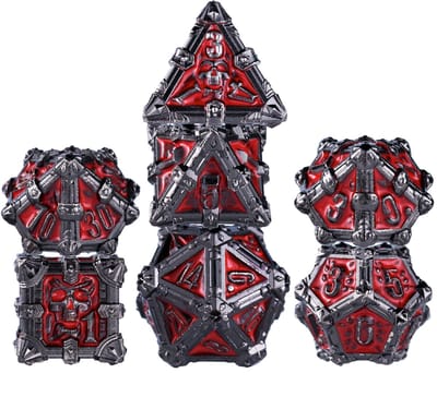 Nereb – Metalen Dobbelstenen Set 7-delig – D20 D12 D10 D% D8 D6 D4 – Voor RPG & Tafelspellen