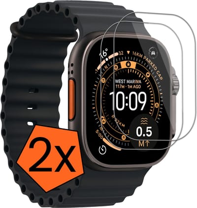 Screenprotector - 2 Stuks - Geschikt voor Apple Watch Ultra 3 (49 mm) - Sterk & Shockproof - Tempered Glass - Gehard Glas - Beschermglas Screen - Bescherm Protector - Cover voor Smartwatch