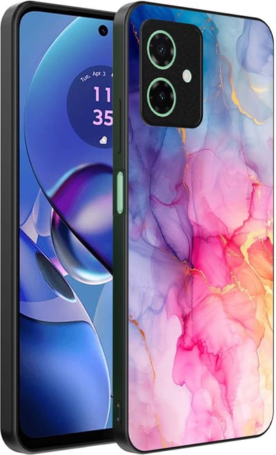 Smartphonica Telefoonhoesje Geschikt voor Motorola Moto G64 met marmeropdruk - TPU backcover case marble design - Regenboog geschikt voor Motorola Moto G64