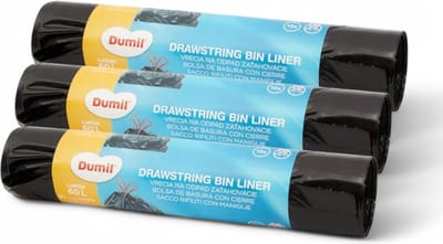 Dumil Vuilniszak met trekband - 15 zakken van 60 liter - 3 rollen