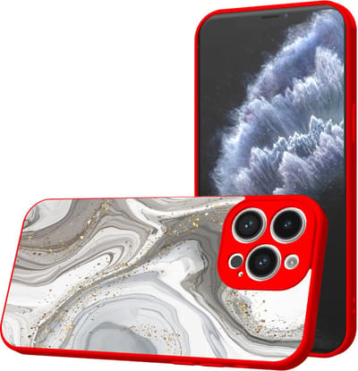 Smartphonica Telefoonhoesje Geschikt voor iPhone 11 Pro met Zilver Marmer opdruk - TPU Back Cover Case Silver Marble Design - Rood geschikt voor iPhone 11 Pro