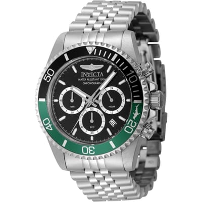 Invicta Pro Diver 48380 Heren Horloge - Waterdicht - Analoog - Quartz Uurwerk - Roestvrij Staal met zwarte Wijzerplaat - 43mm