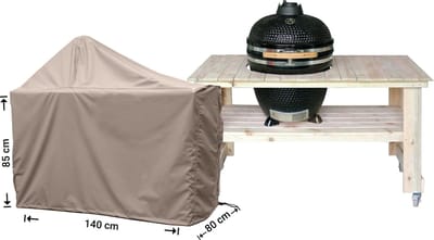 Raffles Covers Big Green Egg / Kamado hoes - 140 x 80 H: 140 cm - RBGE140 - Waterdicht - Ademend - UV-bestendig - Elastisch rijgkoord - Big Green Egg / Kamado Accessoires - Hoes voor BBQ + Tafel
