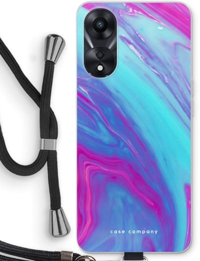 Case Company® - Hoesje met koord geschikt voor Oppo A78 5G hoesje met Koord - Zweverige regenboog - Telefoonhoesje met Zwart Koord - Bescherming aan alle Kanten en Over de Schermrand