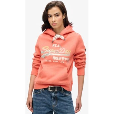 Superdry Itago Hoodie met Vintage Logo Cream Grootte: 36