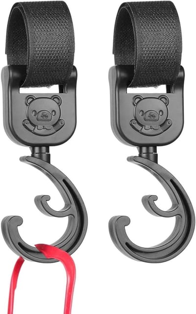 Kinderwagen Hanger - Organizer Haak - Wandelen en Reizen - Verstelbare Riem - 18.7 x 14.5 x 5.3 cm - Zwart