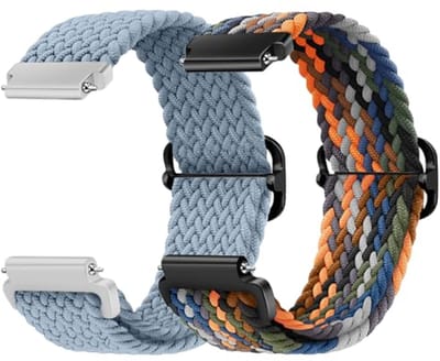 Gevlochten Nylon Armbanden 18 mm 22 mm - 2 Stuks, Elastisch, Verstelbaar en Zacht