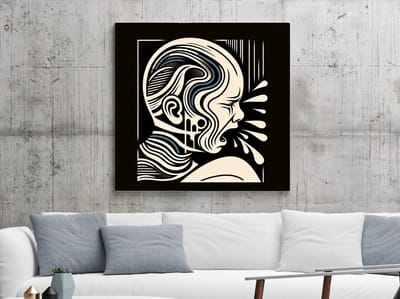 Abstract huilend kind schilderij | Tranen van de ziel: expressieve abstractie van kinderlijke emotie | Kunst - 20x20 centimeter op Canvas | Foto op Canvas