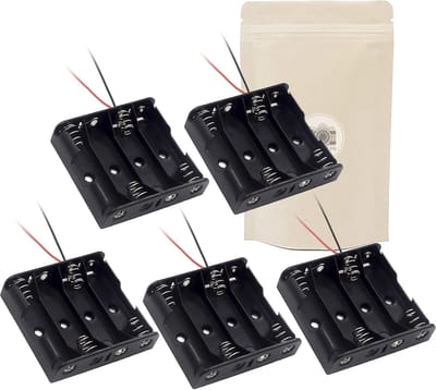 Batterijhouder 4x AA - Batterijbox Kabel - Stroomvoorziening Projecten - Met Aansluitkabel - Zwart Rood