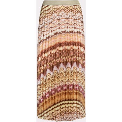 EsQualo Skirt Plisse Dreamstory Print Maat: 36 | Maxi Rokken Outlet | Dames | Bruin