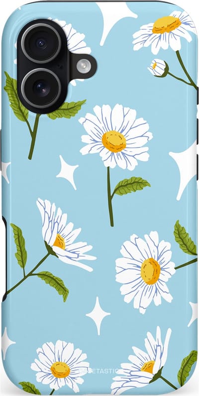 Casetastic hoesje geschikt voor Apple iPhone 17 - MagSafe - Dubbellaagse bescherming - Margrietjes in de Wind - Fashion Case - Lichtblauw Wit Groen