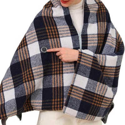 Draagbare elektrische deken - Verwarmde sjaal poncho - Warmte en comfort - Draadloos en wasbaar - 143 x 7 cm