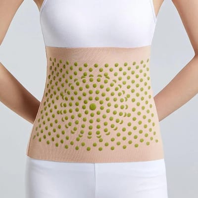 1 Pièce Ceinture Thermique à l'Armoise Auto-chauffante Haute Élasticité pour le Bas du Dos Support Lumbar Soulagement de la Douleur L beige