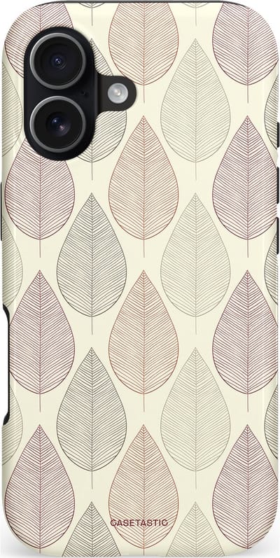 Casetastic hoesje geschikt voor Apple iPhone 17 - MagSafe - Dubbellaagse bescherming - Botanisch retro bladeren dans - Fashion Case - Crème
