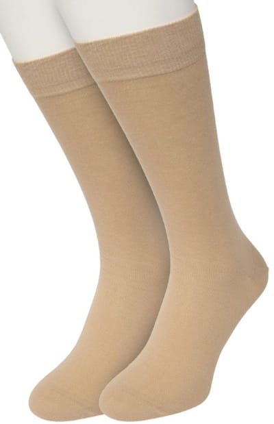 Bonnie Doon Basic Sokken Heren Beige Licht Bruin maat 40/46 - 2 paar - Basis Katoenen Sok - Gladde Naden - Brede Boord - Uitstekend Draagcomfort - Perfecte Pasvorm - 2-pack - Multipack - Effen - Zand - Lichtbruin - Sand - OL6324012.342