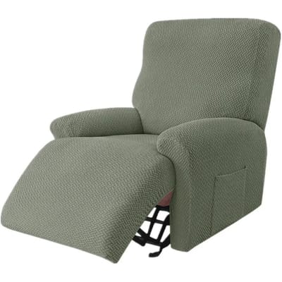 Housse de Canapé Inclinable Jacquard Antidérapante Housse de Canapé Lazy Boy Tout Inclus Housse de Canapé Fauteuil 4 Pièces/Set vert