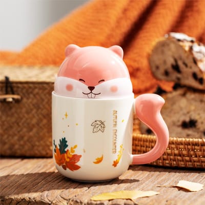 Herfst Cartoon Eekhoorn Keramische Kop Hoogwaardig Cadeau Koffiekop Mok Mok Schattige Dag van de Leraar Waterbeker 450ml
