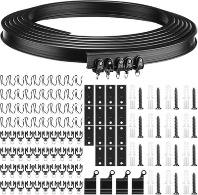 Dailygoods - Flexibele Buigbare Plafond Gordijnrail - 5 Meter Zwart