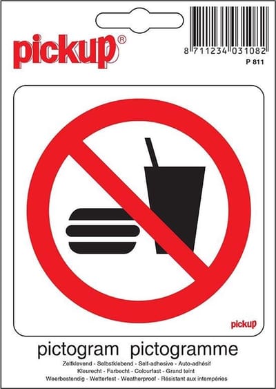 Pickup Pictogram 10x10 cm - Verboden voor consumpties