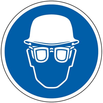 Helm en bril verplicht bord - kunststof 300 mm