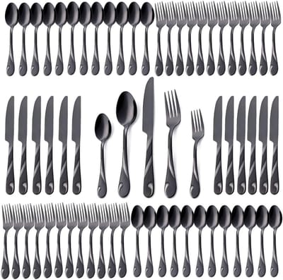 CRLYN® Bestekset 12 Persoons - Vaatwasserbestendig - RVS - Zwart
