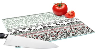 Glazen Snijplank - 28x20 - Planten - Olifant - Patroon - Snijplanken Glas