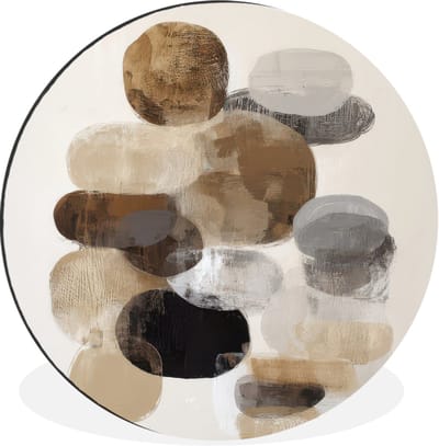 WallCircle - Wandcirkel - Muurcirkel - Ovaal - Kleurvlakken - Penseelstreken - Aluminium - Dibond - 30x30 cm - Binnen en Buiten