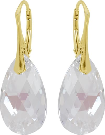 DBD - Zilveren Goudkleurige Oorbellen - Druppel - Swarovski Kristal Elements - Maanlicht Wit - 22MM - Anti Allergisch
