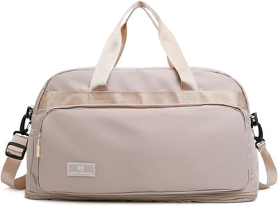 Grote Sporttas voor Dames 50L, Uitbreidbaar van 37.7L tot 50.7L, Waterdichte Sporttas met Vochtzak, Ideaal voor Reizen, Gym en Weekenduitjes, Khaki