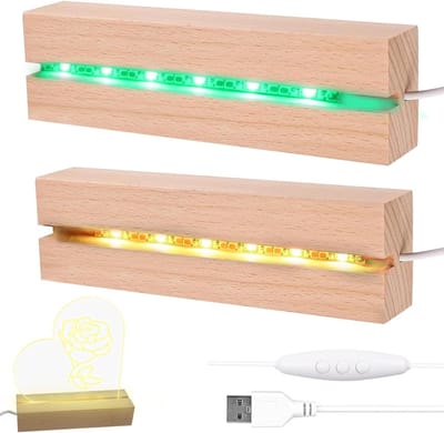 LED Verlichtingsdisplay met Houten USB-schakelaar, Rectangulaire Basis voor Tafellampen en Decoratieve Verlichting