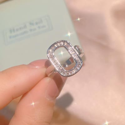Nouvelle Bague de Mariage Géométrie Simple Bague Club Collier Cristal Boucles d'Oreilles gray