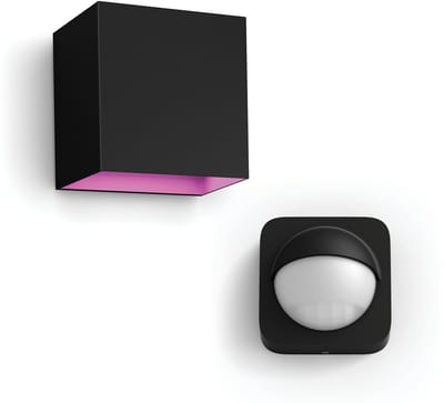 Philips Hue Resonate Wandlamp voor Buiten Down (Zwart) - Wit en Gekleurd Licht - Incl. Hue Bewegingssensor voor Buiten - Hue White and Color Ambiance