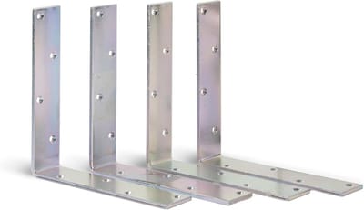 Set van 4 Grote Hoeksteunen 200x200mm Geel Verzinkt voor Houtconstructies