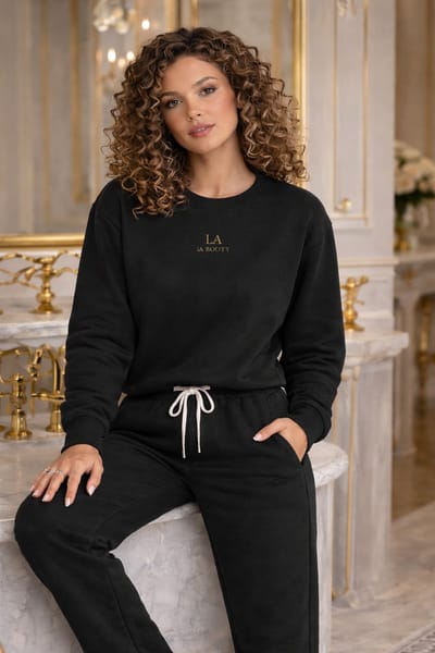 LA BOOTY Dames Lounge Set Zwart– Joggingpak – Katoenmix – Comfy & Stijlvolle Huispak– Maat L